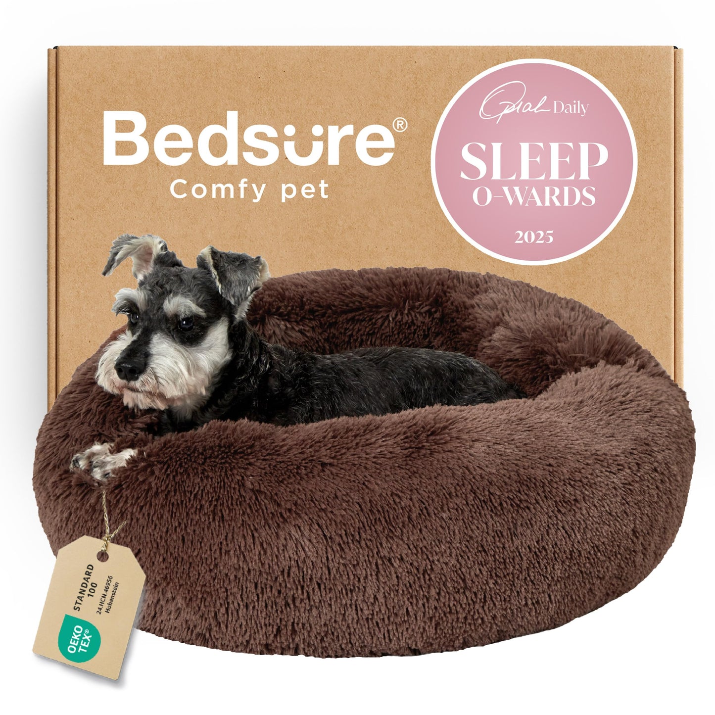 Calming Donut Dog Bed with Washable Faux Fur