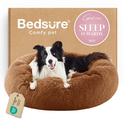 Calming Donut Dog Bed with Washable Faux Fur
