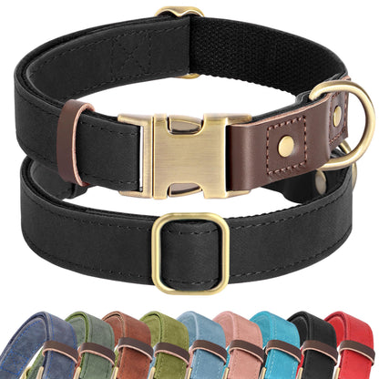 PU Leather Dog Collar with Soft Nylon Lining