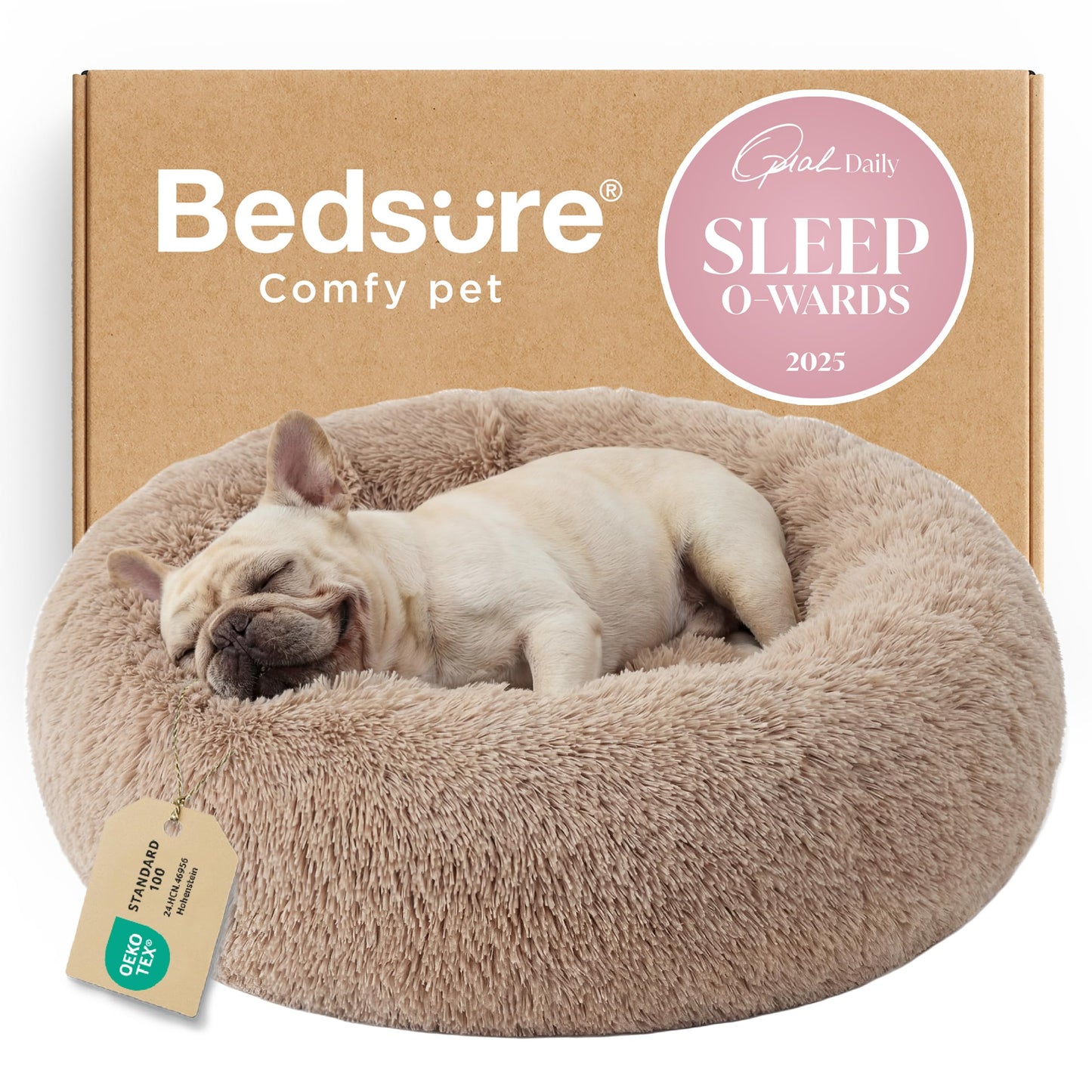 Calming Donut Dog Bed with Washable Faux Fur