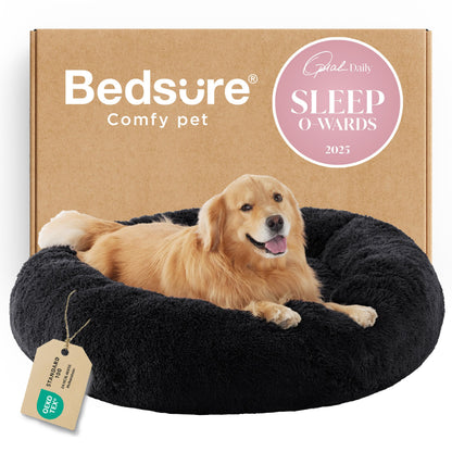 Calming Donut Dog Bed with Washable Faux Fur