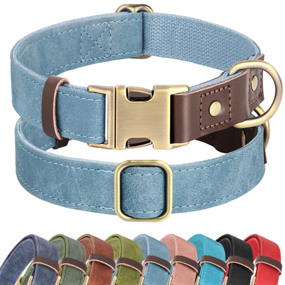 PU Leather Dog Collar with Soft Nylon Lining