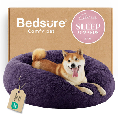 Calming Donut Dog Bed with Washable Faux Fur