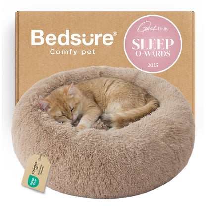 Calming Donut Dog Bed with Washable Faux Fur