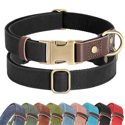 PU Leather Dog Collar with Soft Nylon Lining