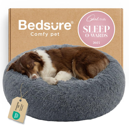 Calming Donut Dog Bed with Washable Faux Fur