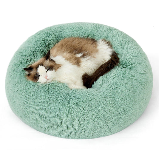 Calming Donut Dog Bed with Washable Faux Fur