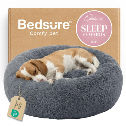 Calming Donut Dog Bed with Washable Faux Fur