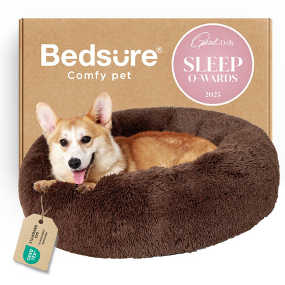 Calming Donut Dog Bed with Washable Faux Fur