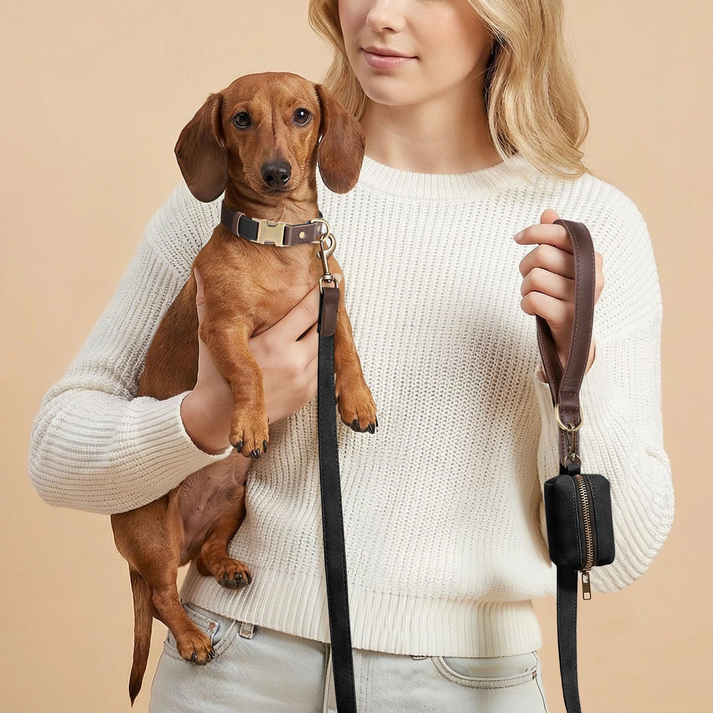 PU Leather Dog Collar with Soft Nylon Lining