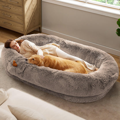 Calming Donut Dog Bed with Washable Faux Fur