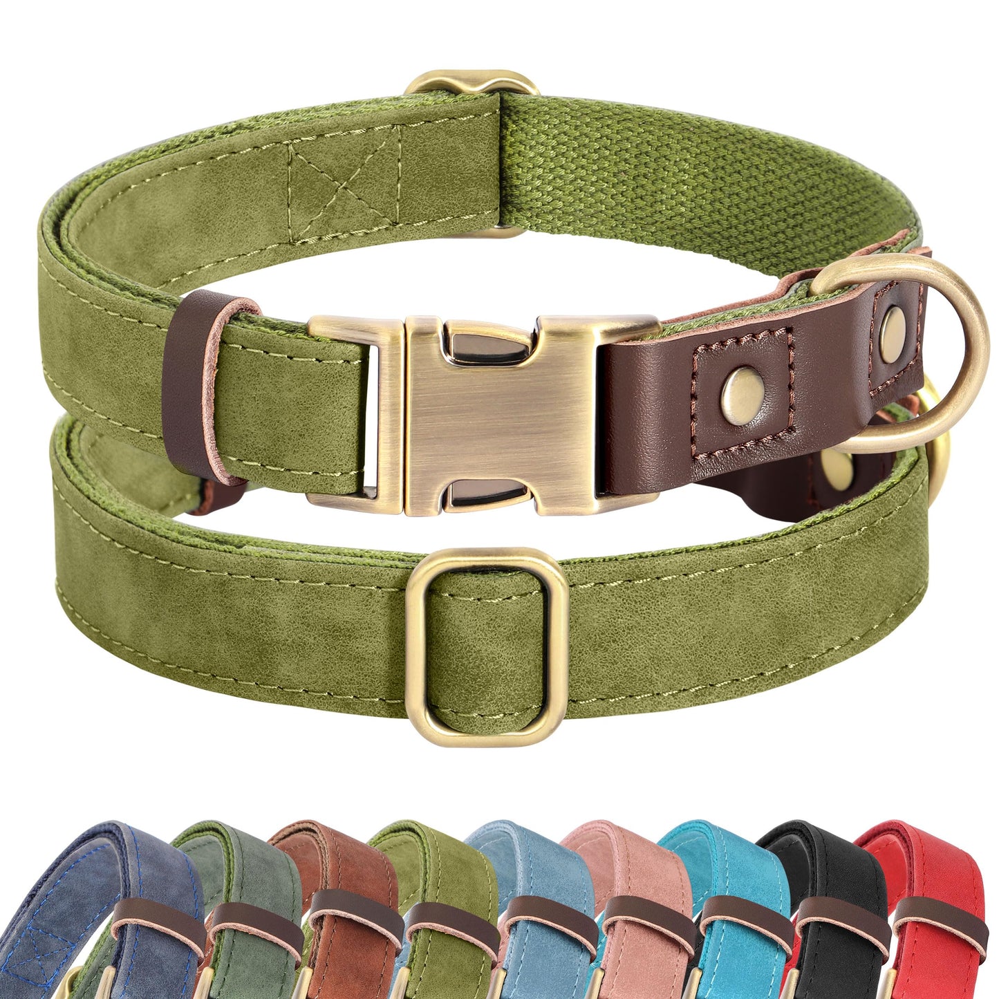 PU Leather Dog Collar with Soft Nylon Lining