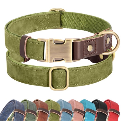 PU Leather Dog Collar with Soft Nylon Lining