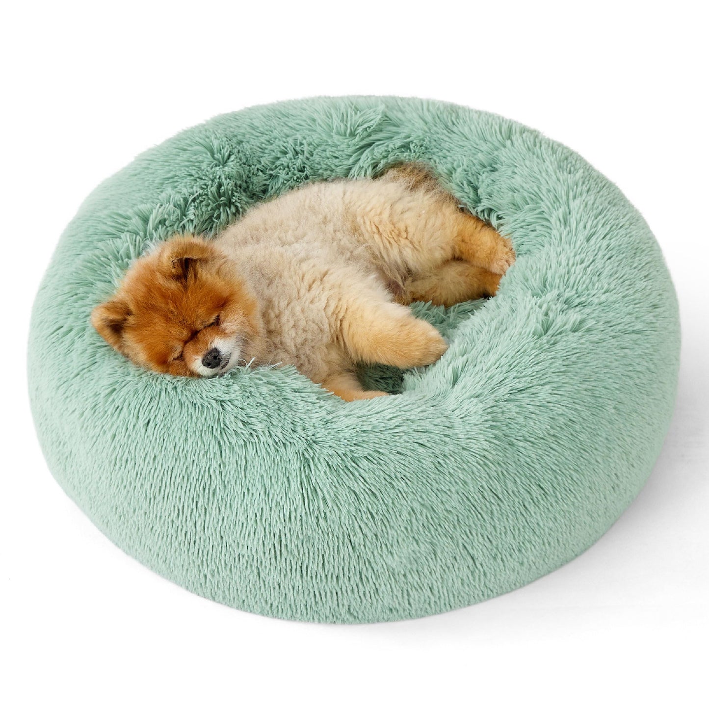Calming Donut Dog Bed with Washable Faux Fur