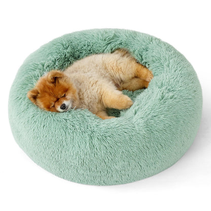 Calming Donut Dog Bed with Washable Faux Fur