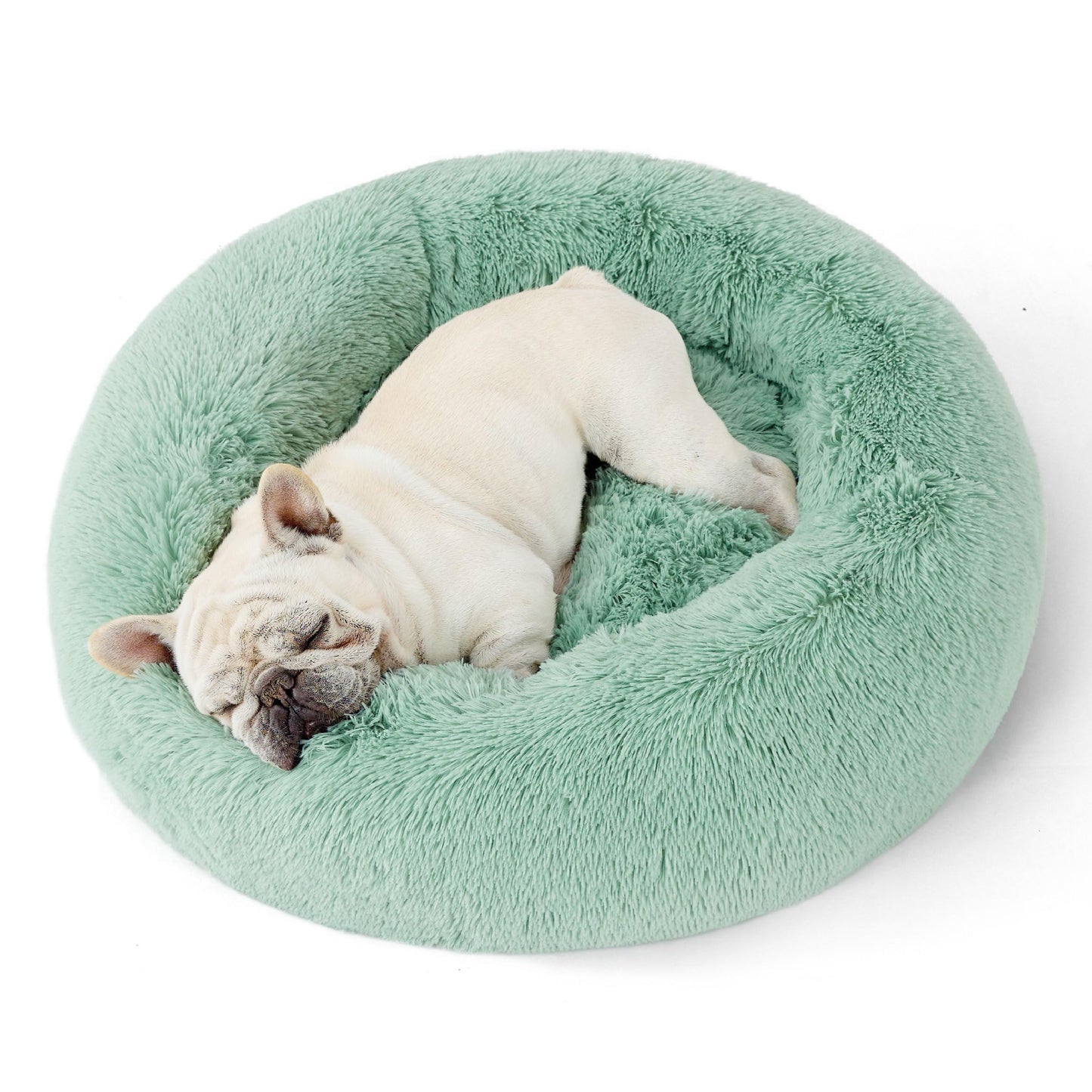 Calming Donut Dog Bed with Washable Faux Fur