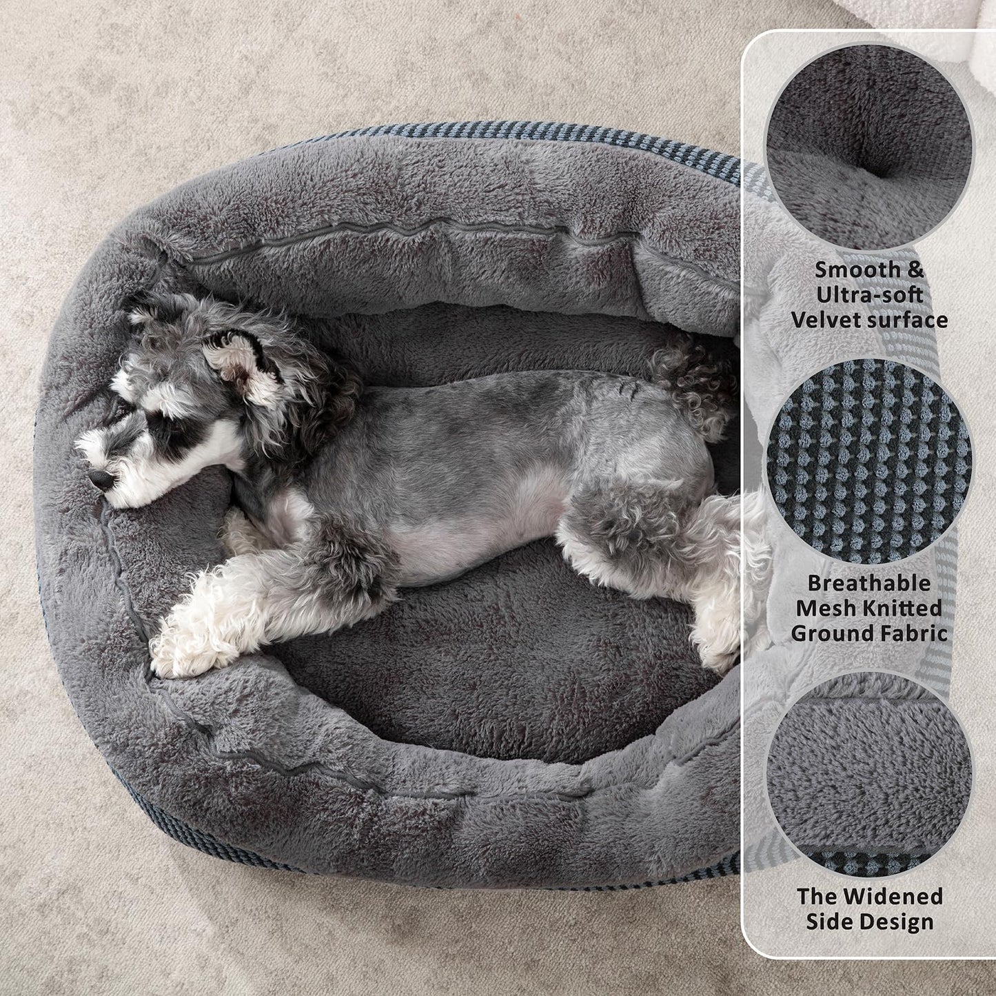 Orthopedic Calming Dog Bed with Anti-Slip Bottom