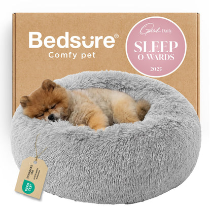 Calming Donut Dog Bed with Washable Faux Fur
