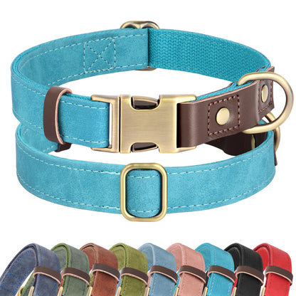 PU Leather Dog Collar with Soft Nylon Lining