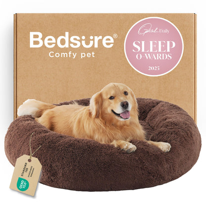 Calming Donut Dog Bed with Washable Faux Fur