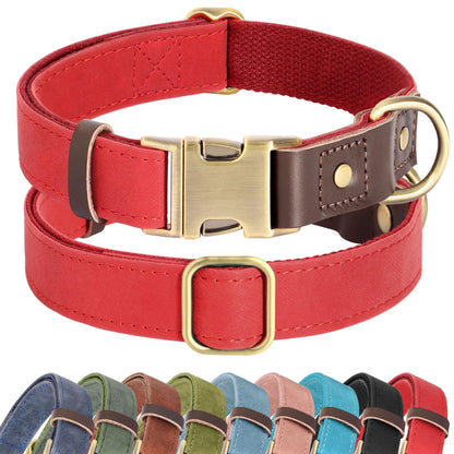 PU Leather Dog Collar with Soft Nylon Lining