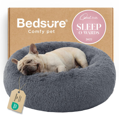Calming Donut Dog Bed with Washable Faux Fur