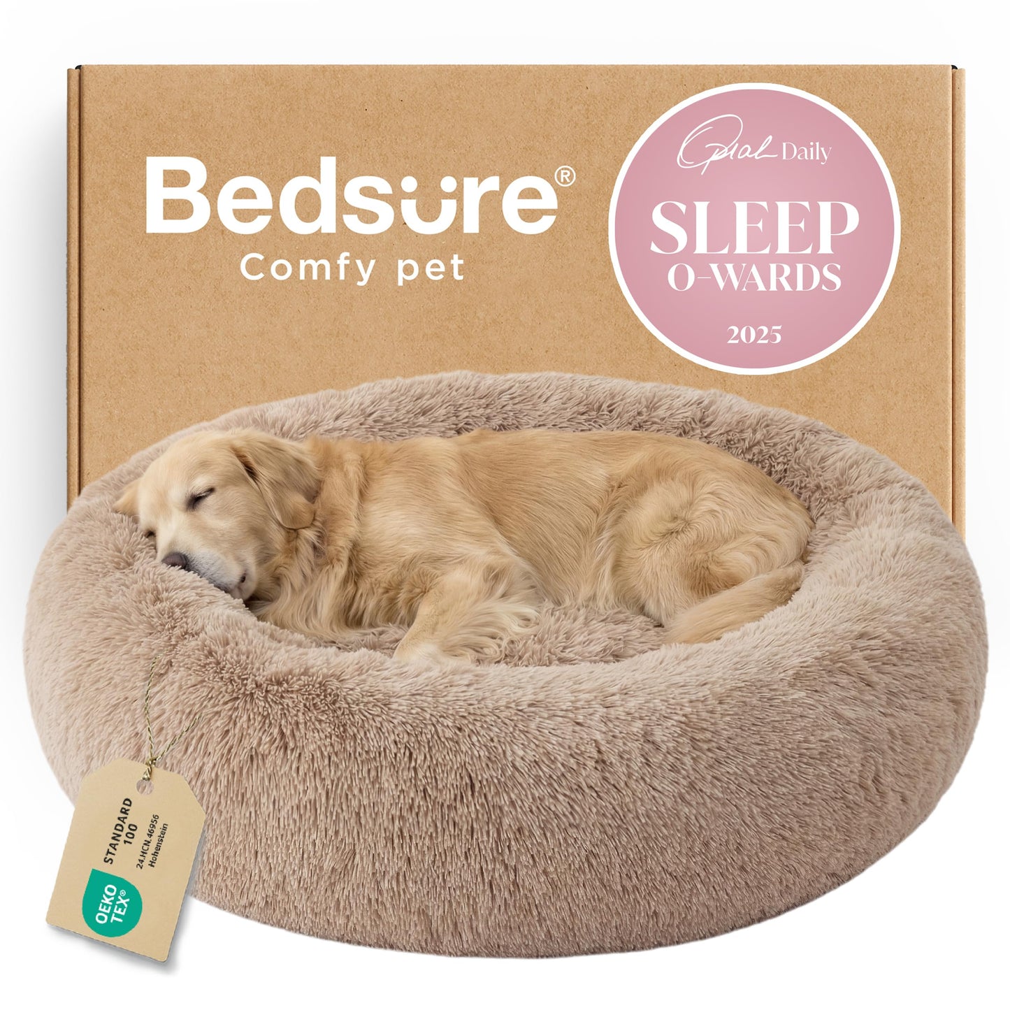 Calming Donut Dog Bed with Washable Faux Fur