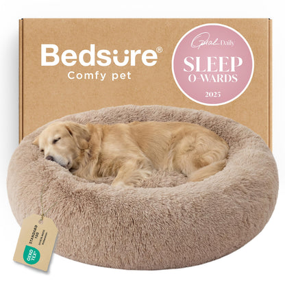 Calming Donut Dog Bed with Washable Faux Fur