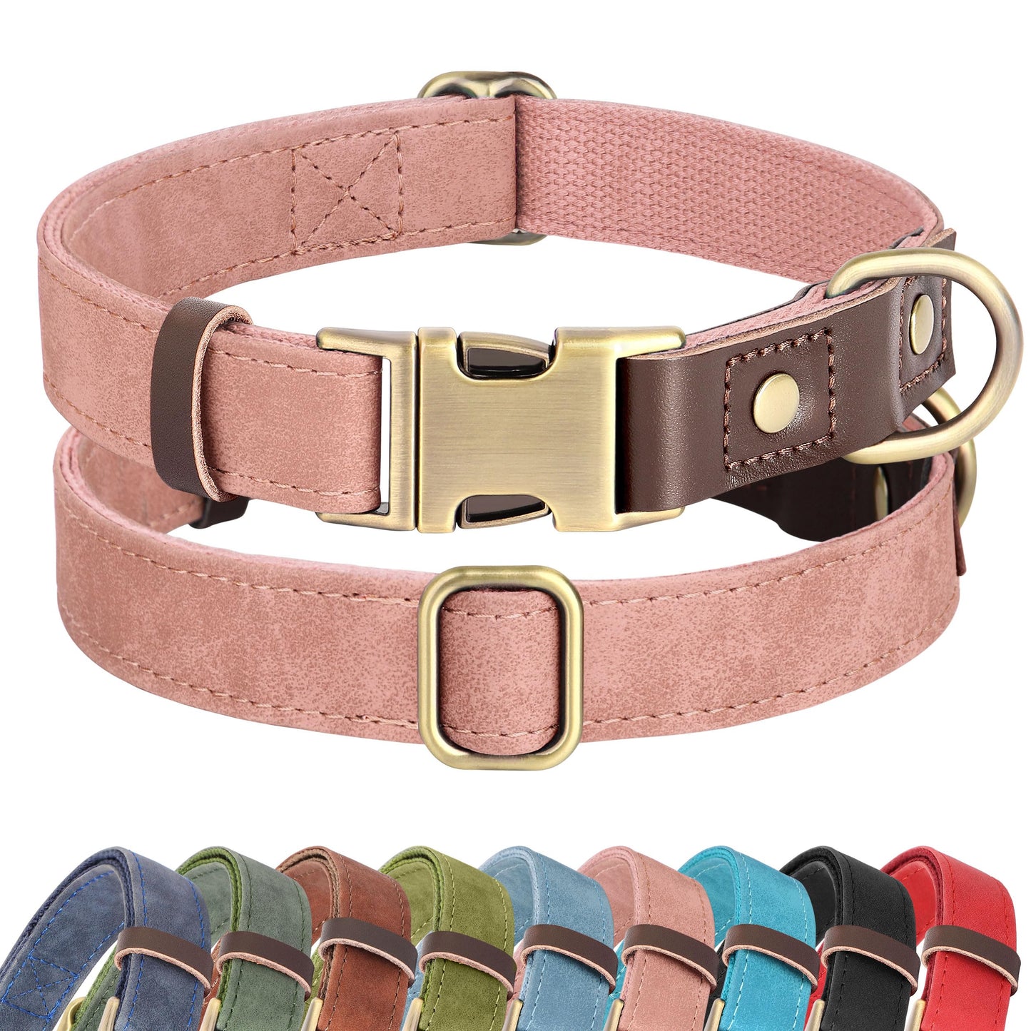 PU Leather Dog Collar with Soft Nylon Lining