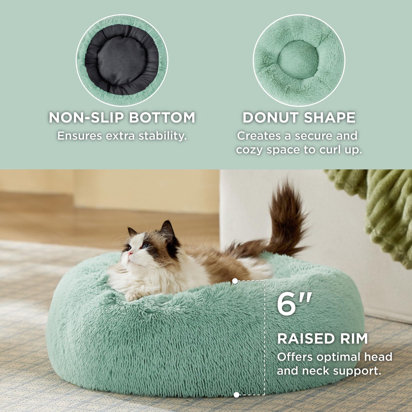 Calming Donut Dog Bed with Washable Faux Fur