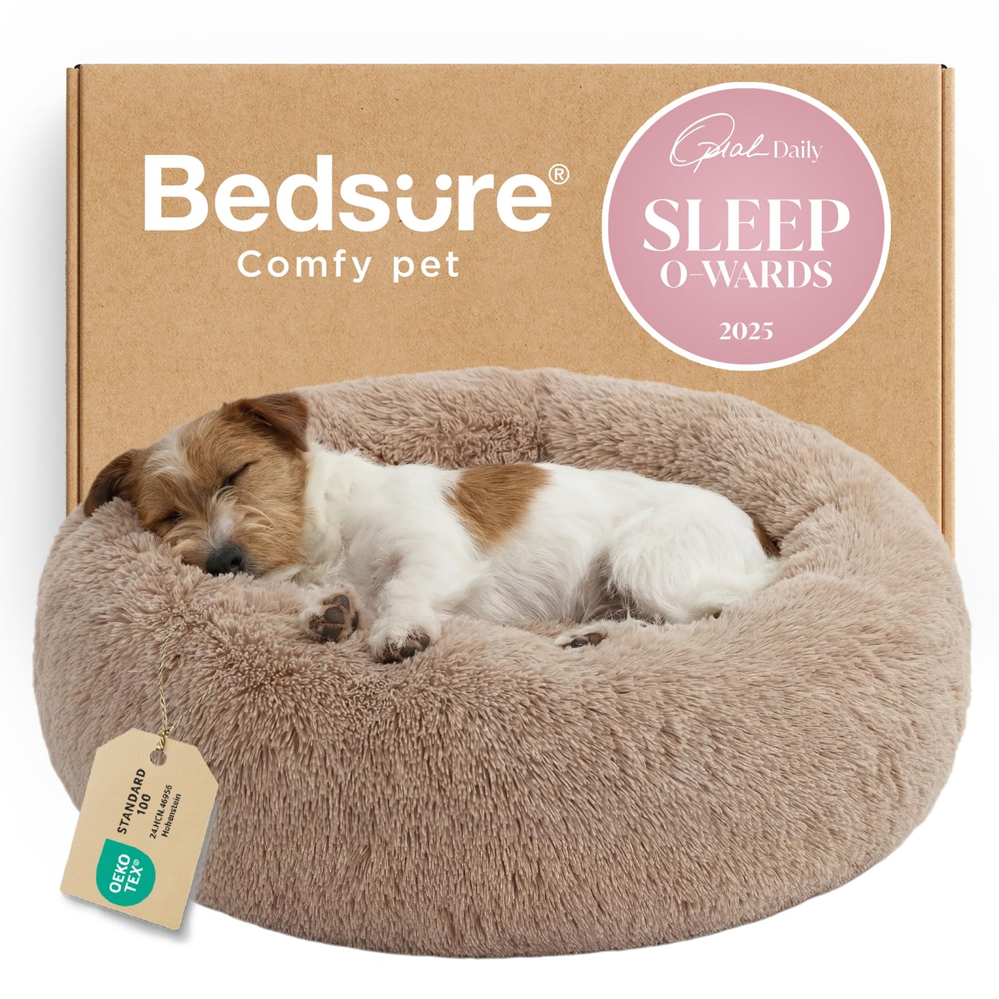 Calming Donut Dog Bed with Washable Faux Fur