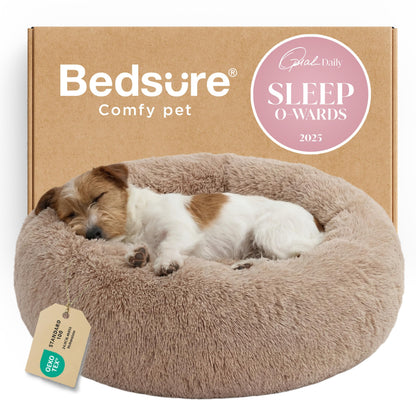 Calming Donut Dog Bed with Washable Faux Fur
