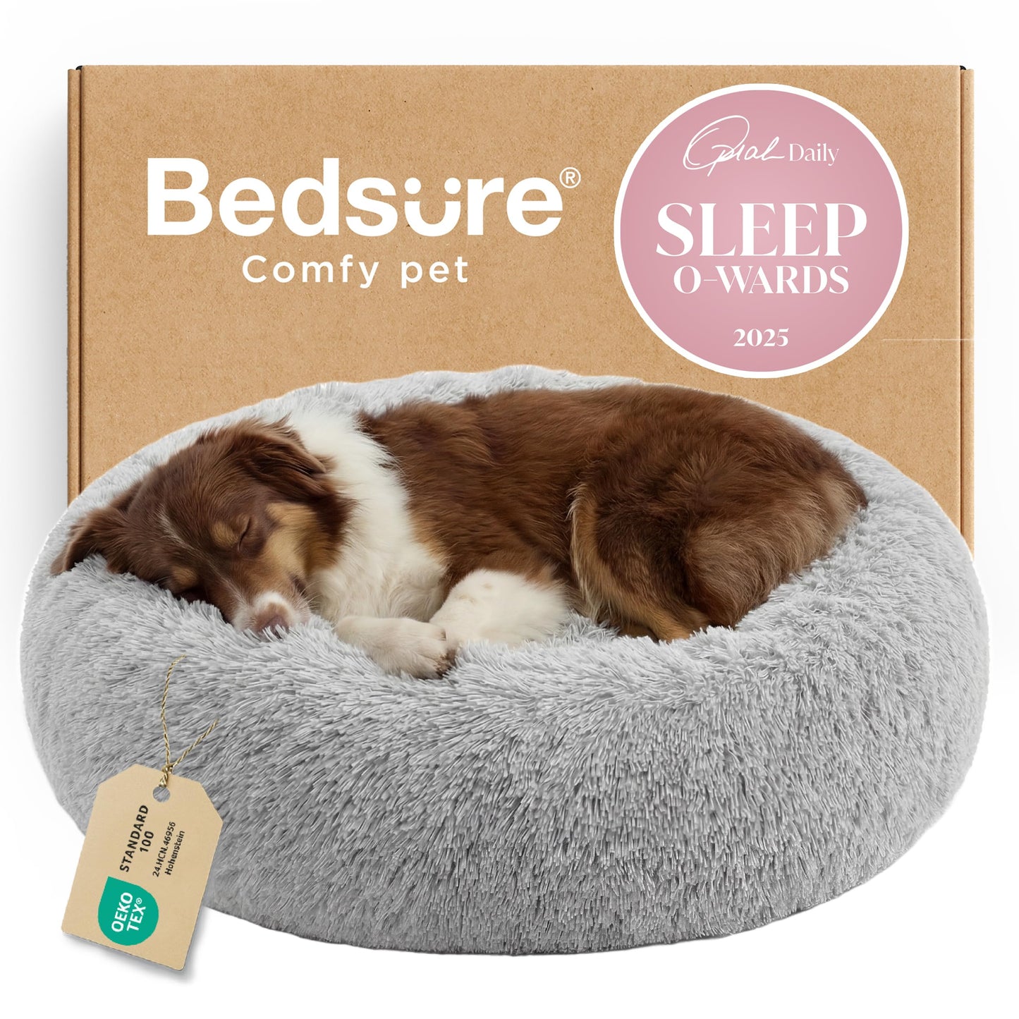 Calming Donut Dog Bed with Washable Faux Fur