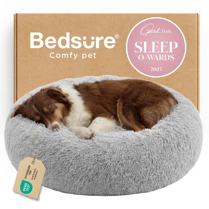 Calming Donut Dog Bed with Washable Faux Fur
