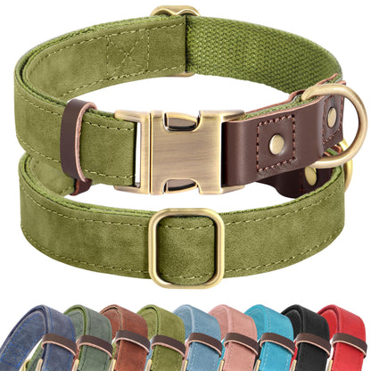 PU Leather Dog Collar with Soft Nylon Lining