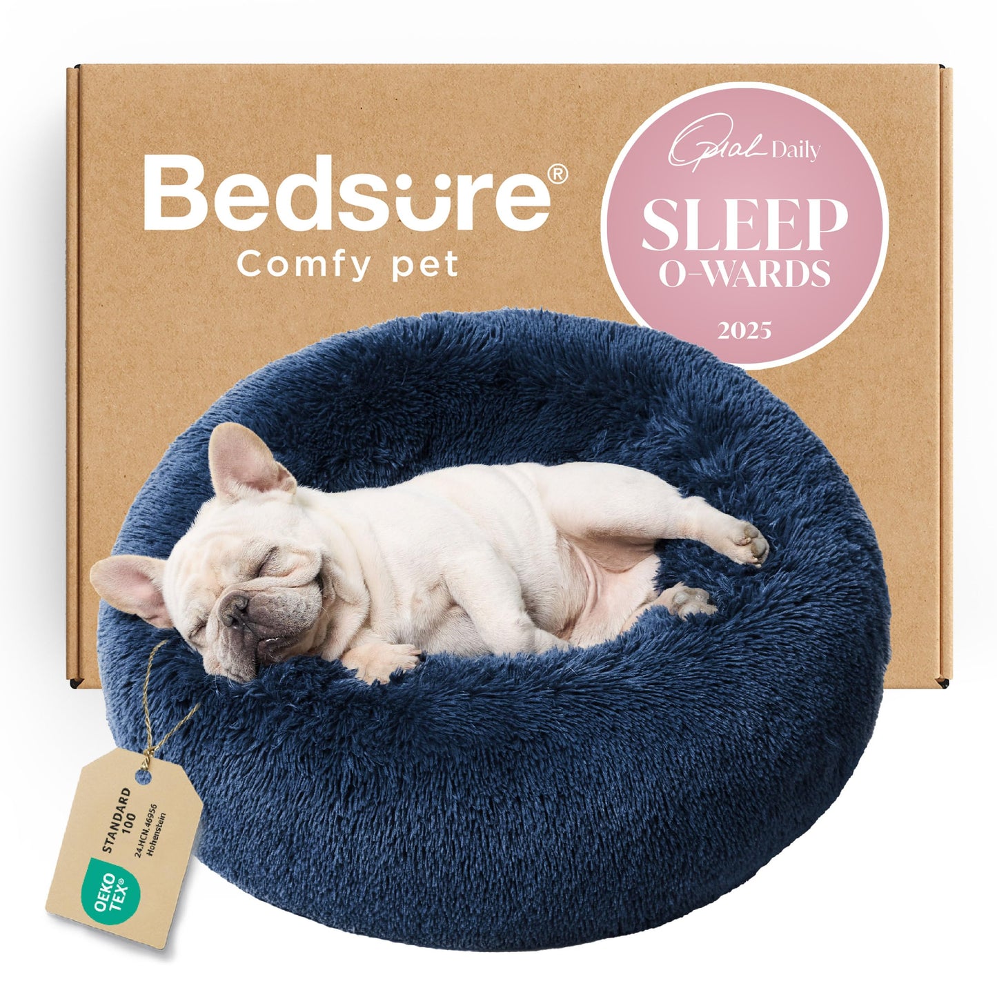 Calming Donut Dog Bed with Washable Faux Fur