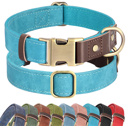 PU Leather Dog Collar with Soft Nylon Lining