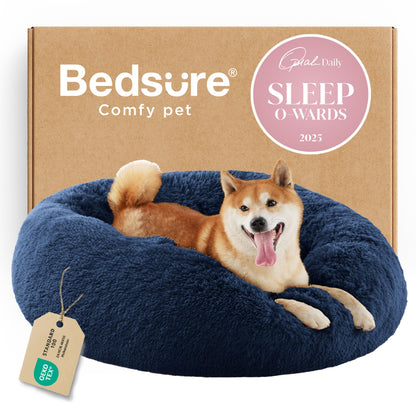 Calming Donut Dog Bed with Washable Faux Fur