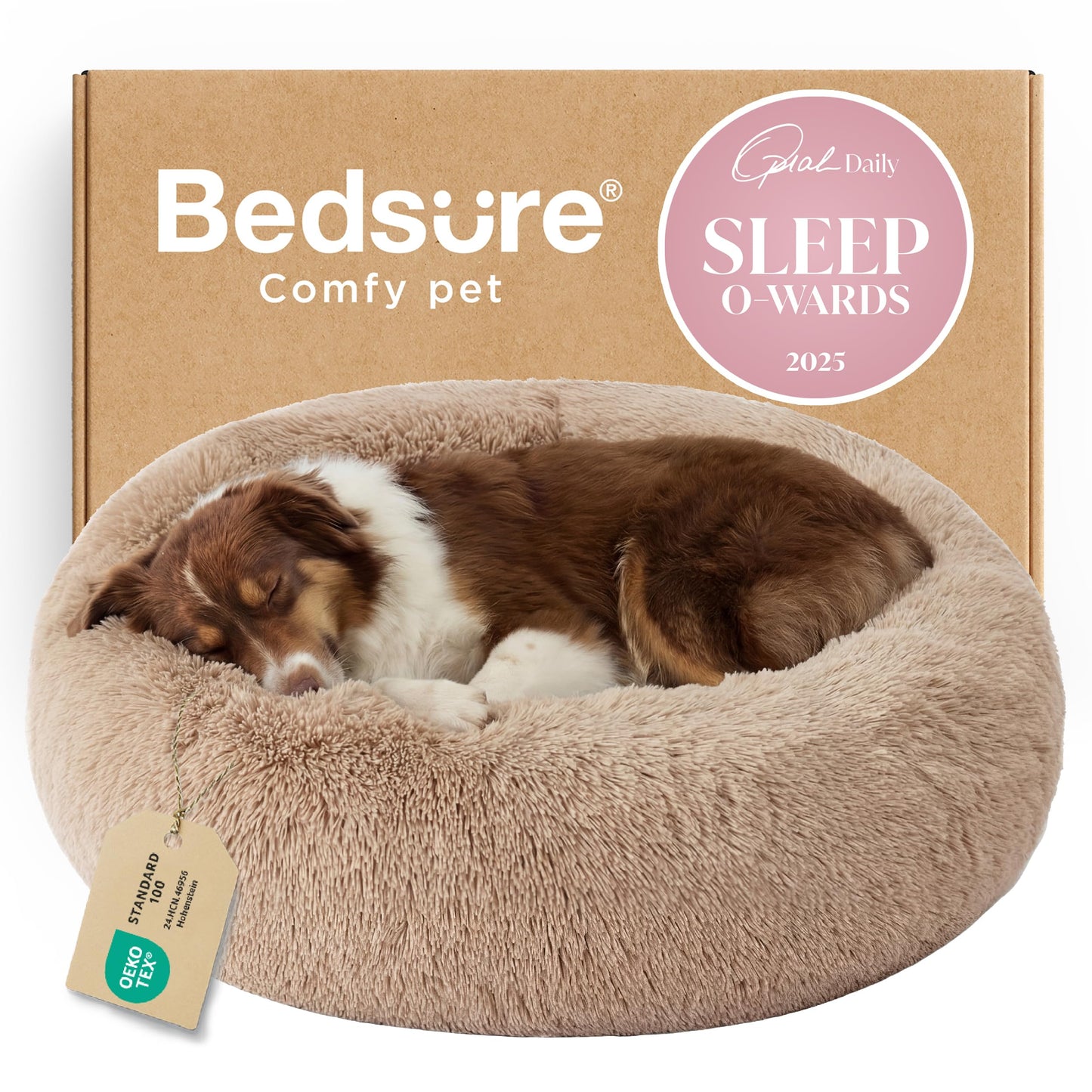 Calming Donut Dog Bed with Washable Faux Fur