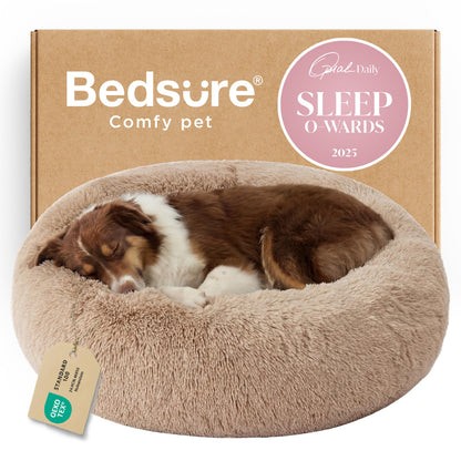 Calming Donut Dog Bed with Washable Faux Fur