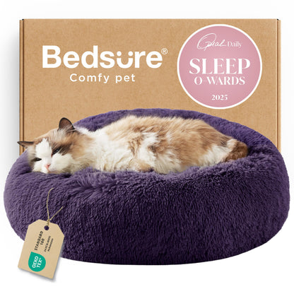 Calming Donut Dog Bed with Washable Faux Fur