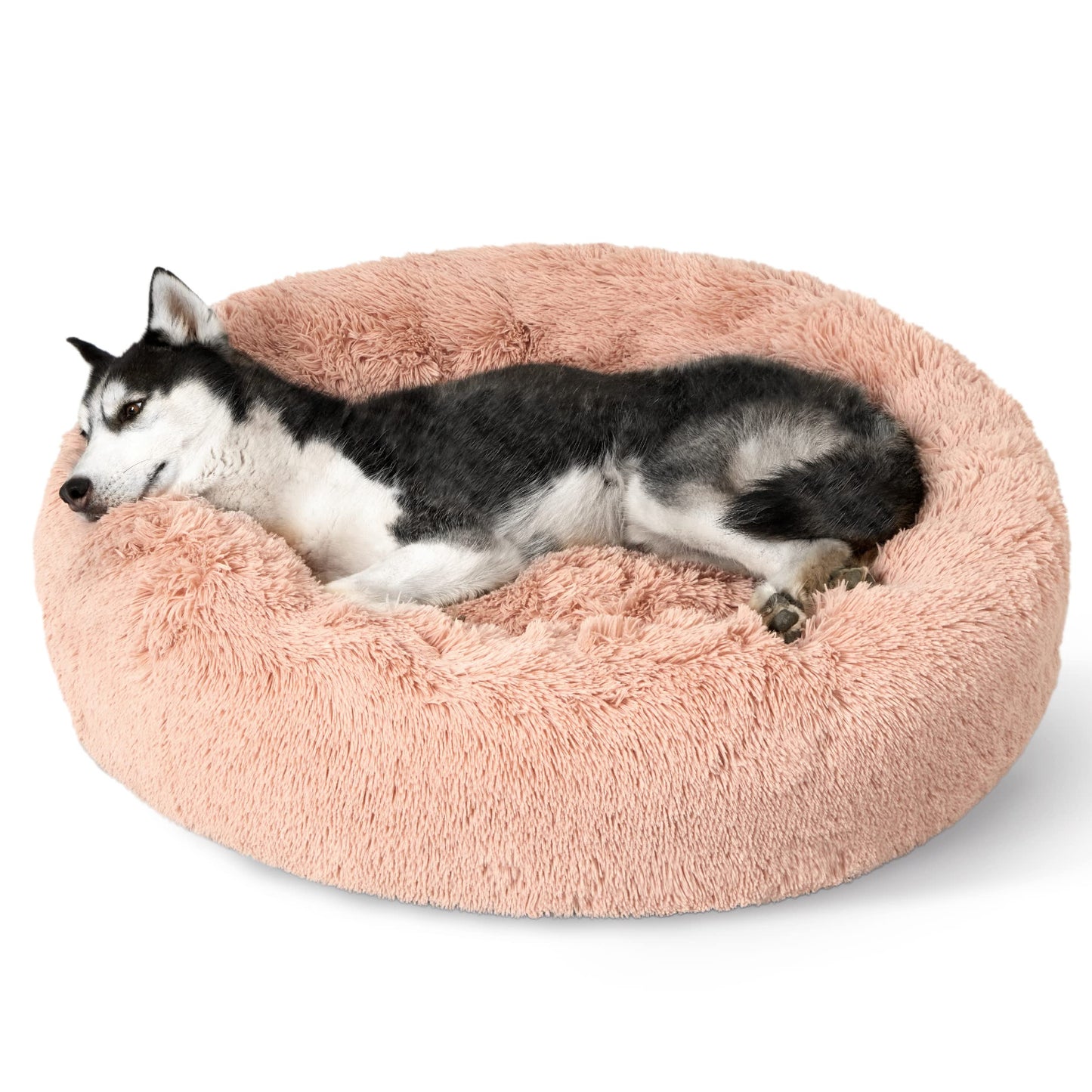Calming Donut Dog Bed with Washable Faux Fur