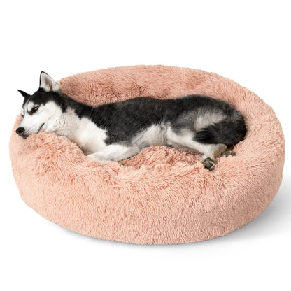 Calming Donut Dog Bed with Washable Faux Fur
