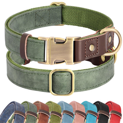 PU Leather Dog Collar with Soft Nylon Lining