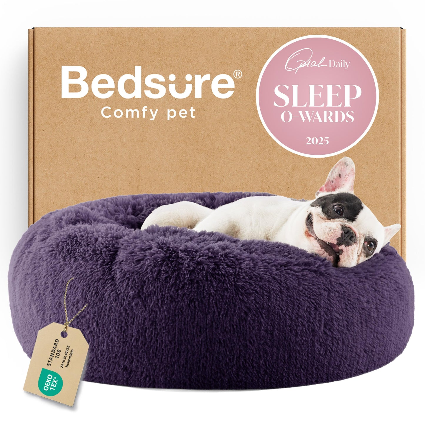 Calming Donut Dog Bed with Washable Faux Fur
