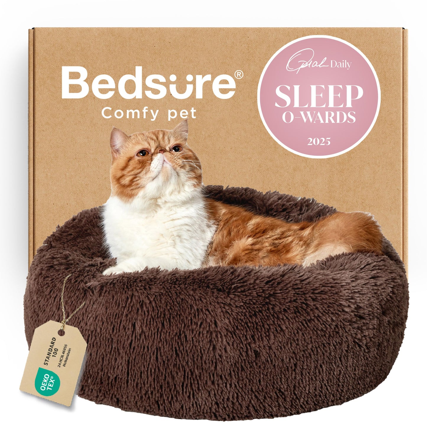 Calming Donut Dog Bed with Washable Faux Fur