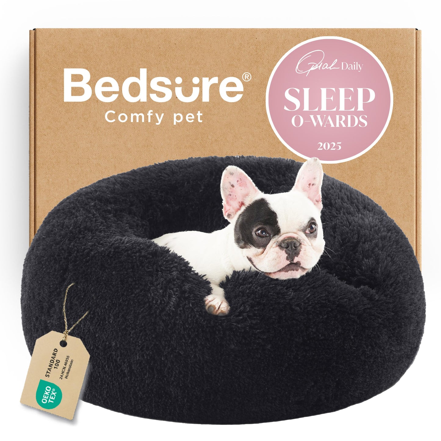 Calming Donut Dog Bed with Washable Faux Fur