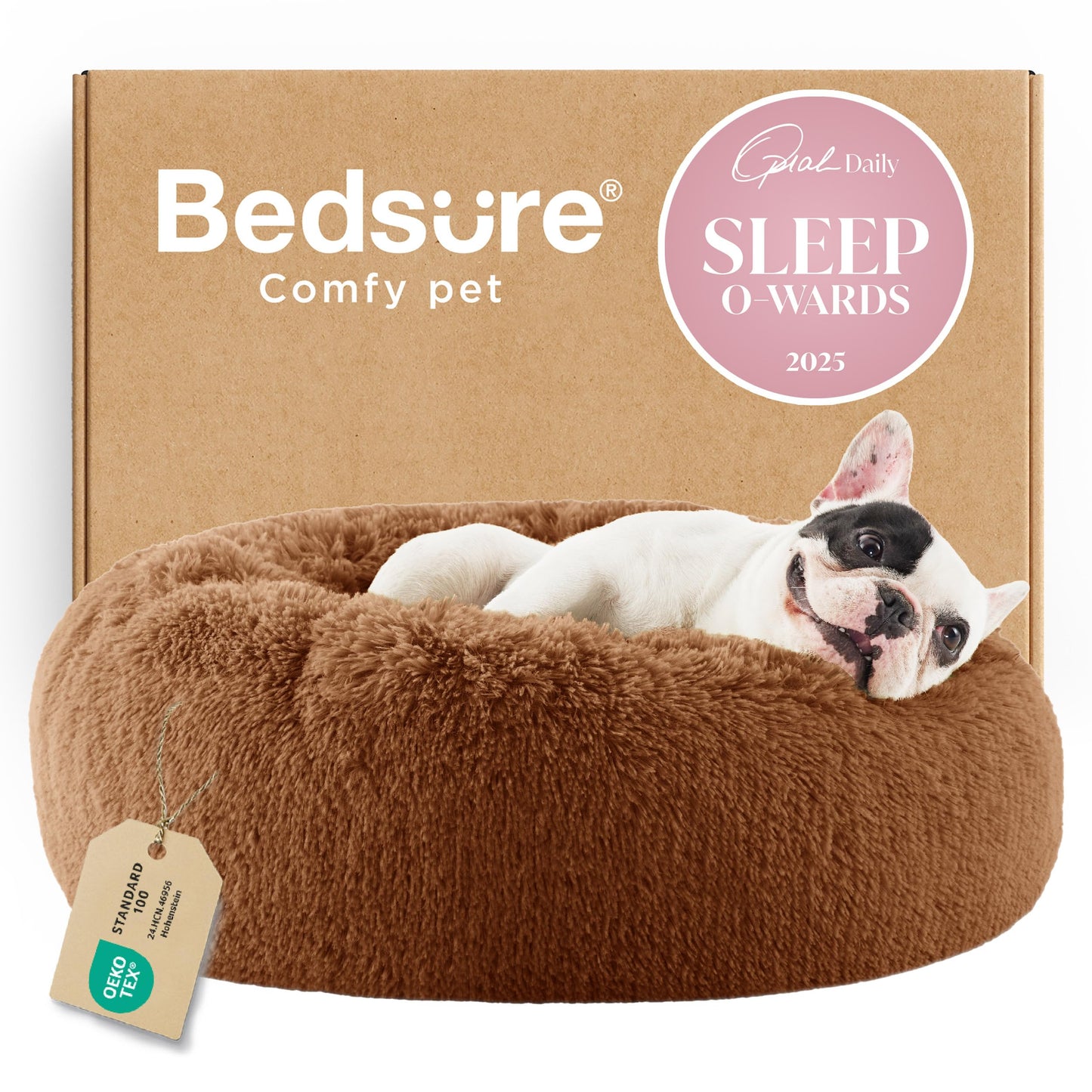 Calming Donut Dog Bed with Washable Faux Fur