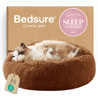 Calming Donut Dog Bed with Washable Faux Fur