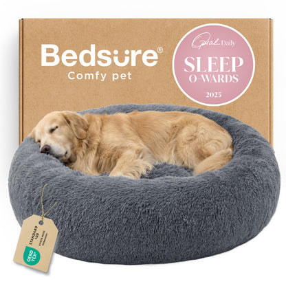 Calming Donut Dog Bed with Washable Faux Fur
